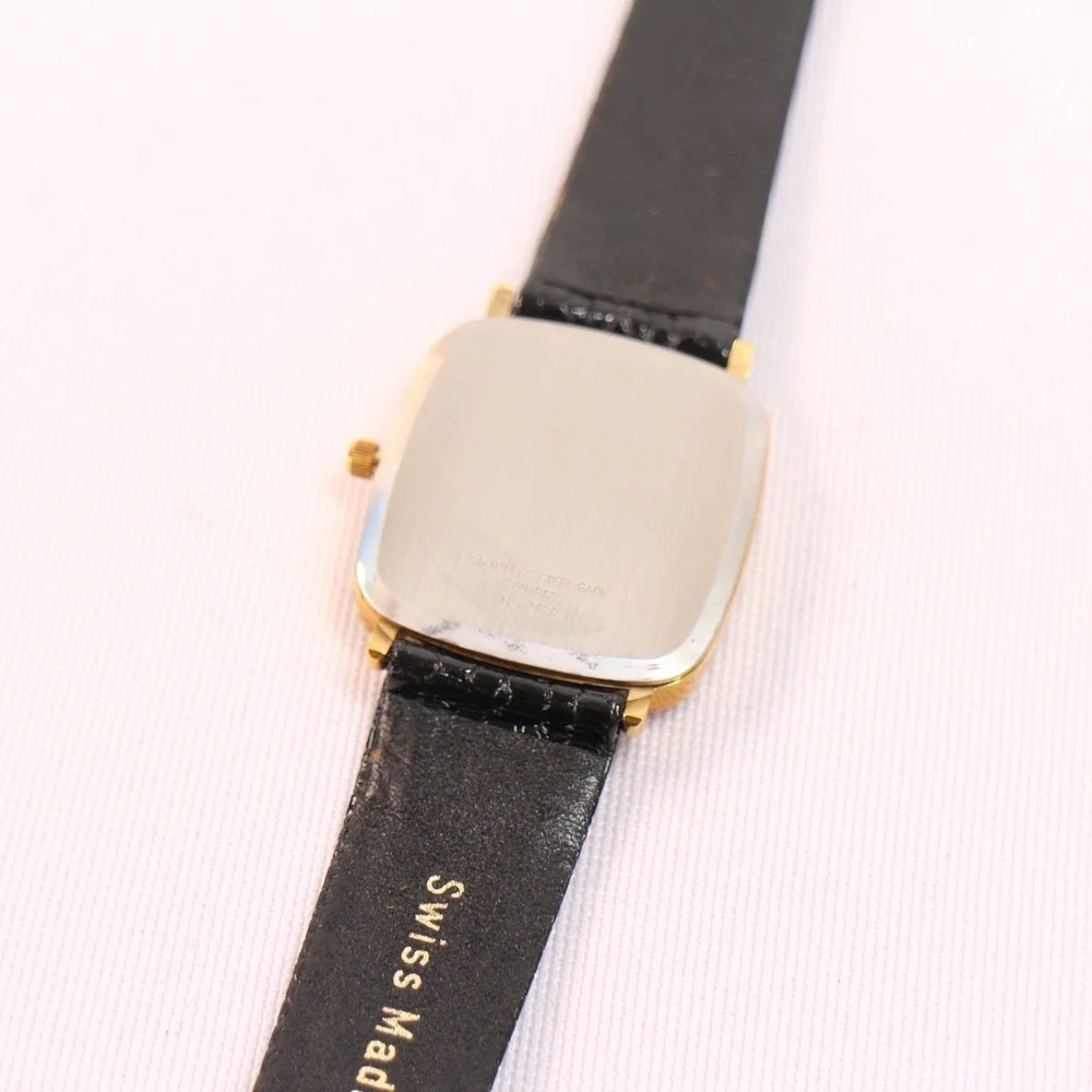 Vintage 1980s VALENTINO Roberto New Old Stock Tank Gold Plated Quartz 25mm Watch
